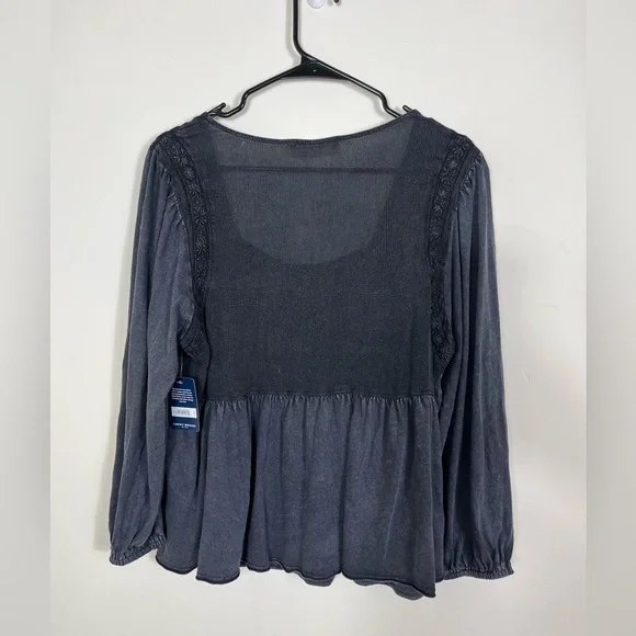 Lucky Brand Embroidered Yoke Long Sleeve Peasant Top Size L - Picture 7 of 12